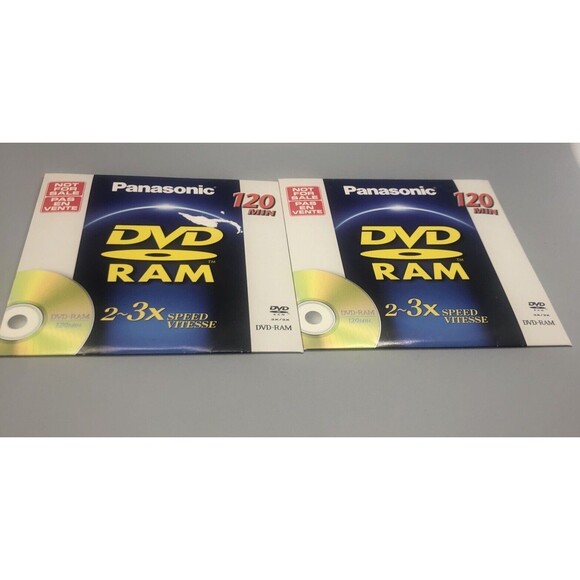 2 Panasonic DVD RAM 4.7 GB 120 Min Single Sided Rewritable - Picture 1 of 2